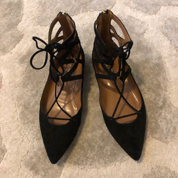 Aquazzura Shoes - Aquazzura Dancer Suede Lace-Up Flat